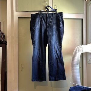Dark Blue Denim Flare Pants